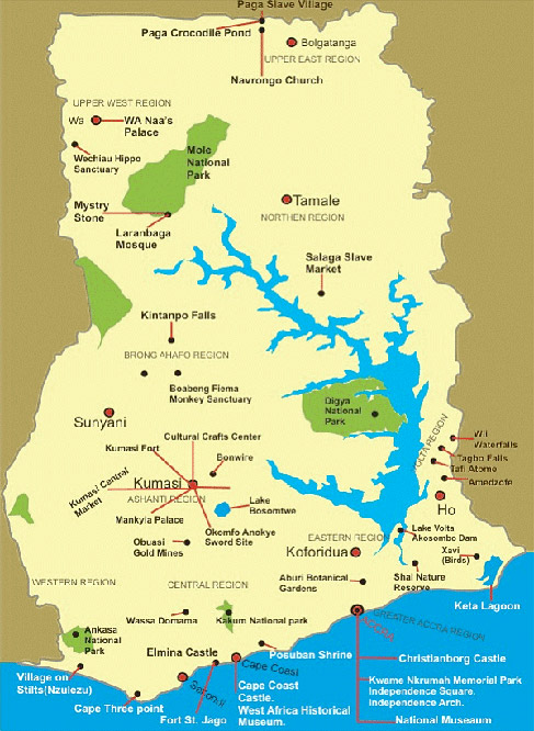 Ghana Tourist Map