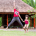 Having fun in the Tagbo Falls Lodge, Liati Wote, Volta Region, Ghana.