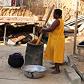 Woman preparing food in Liati Wote, Volta Region, Ghana.