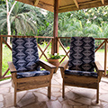 The terrace of the Tagbo Falls Lodge in Liati Wote, Afadjato valley, Volta Region, Ghana